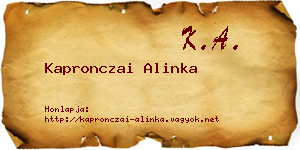 Kapronczai Alinka névjegykártya