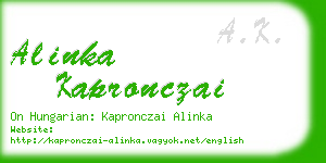 alinka kapronczai business card